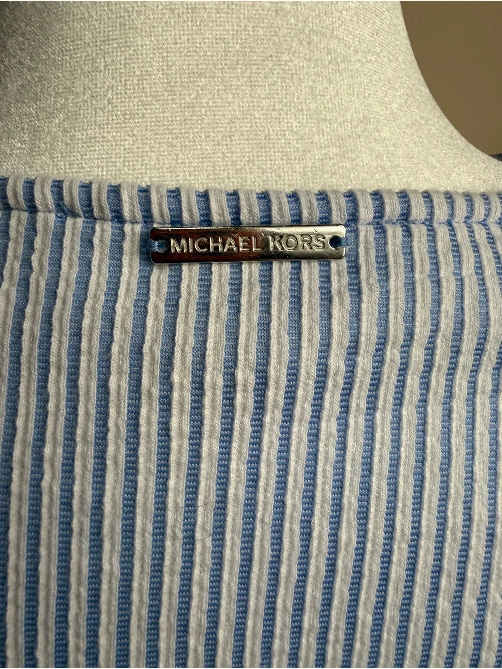 Michael Kors Light Blue Striped Wrap Blouse size 2X